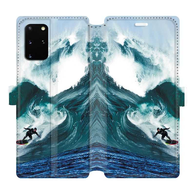 Housse cuir portefeuille pour Samsung Galaxy S20 Plus Surf vague
