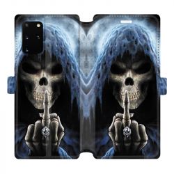 Housse cuir portefeuille pour Samsung Galaxy S20 Plus tete de mort Doigt