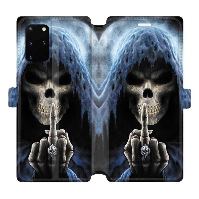 Housse cuir portefeuille pour Samsung Galaxy S20 Plus tete de mort Doigt