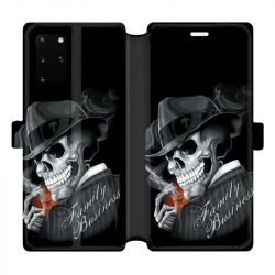 Housse cuir portefeuille pour Samsung Galaxy S20 Plus tete de mort family business