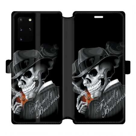 Housse cuir portefeuille pour Samsung Galaxy S20 Plus tete de mort family business