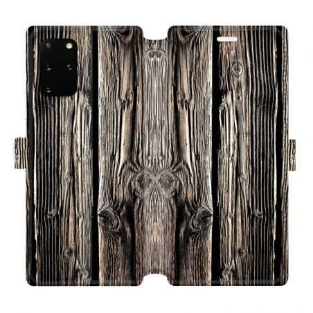 Housse cuir portefeuille pour Samsung Galaxy S20 Plus Texture bois