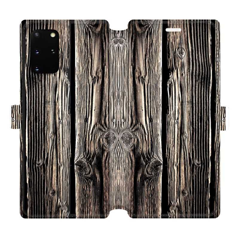 Housse cuir portefeuille pour Samsung Galaxy S20 Plus Texture bois
