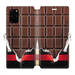 Housse cuir portefeuille pour Samsung Galaxy S20 Plus Trompe ?il chocolat