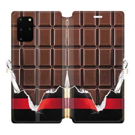 Housse cuir portefeuille pour Samsung Galaxy S20 Plus Trompe ?il chocolat
