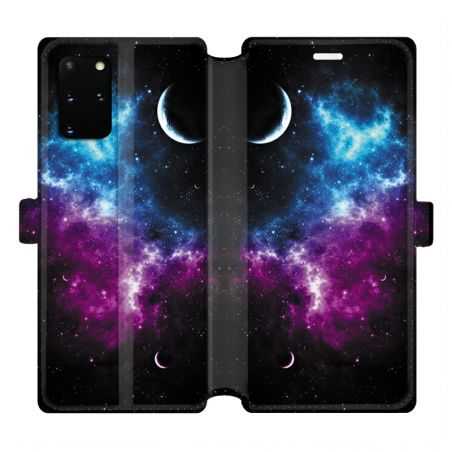 Housse cuir portefeuille pour Samsung Galaxy S20 Plus Univers Bleu violet