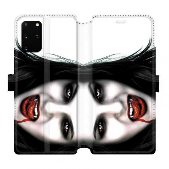 Housse cuir portefeuille pour Samsung Galaxy S20 Plus Vampire blanc
