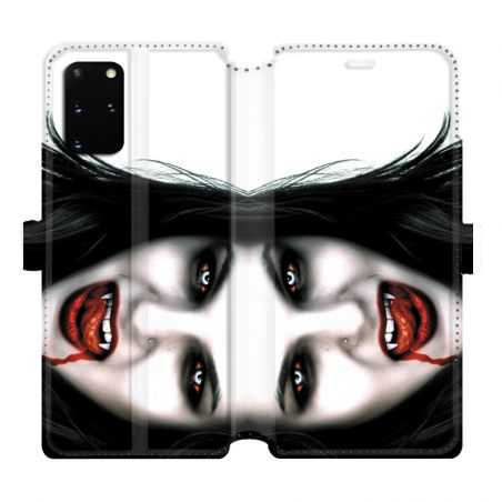 Housse cuir portefeuille pour Samsung Galaxy S20 Plus Vampire blanc