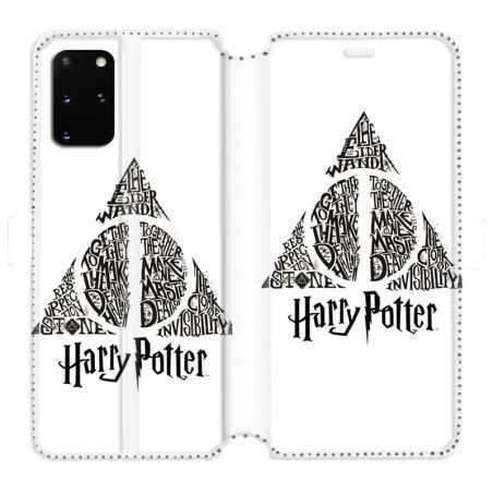 Housse cuir portefeuille pour Samsung Galaxy S20 Plus WB License harry potter pattern triangle Blanc