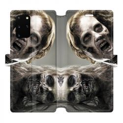 Housse cuir portefeuille pour Samsung Galaxy S20 Plus Zombie blanc