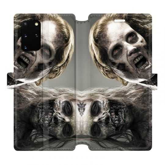 Housse cuir portefeuille pour Samsung Galaxy S20 Plus Zombie blanc