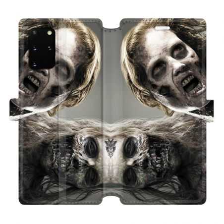 Housse cuir portefeuille pour Samsung Galaxy S20 Plus Zombie blanc