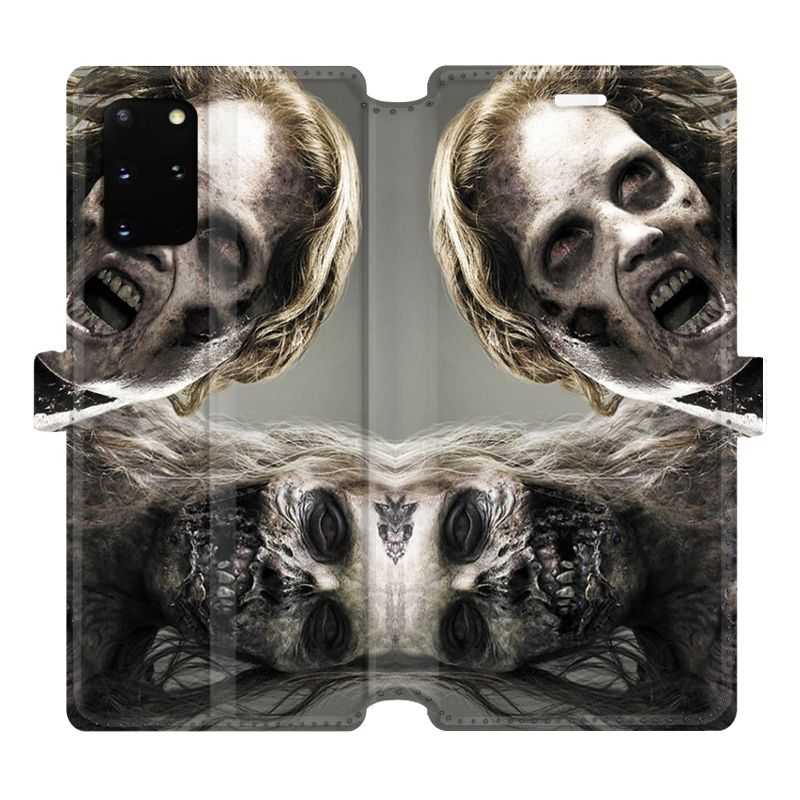 Housse cuir portefeuille pour Samsung Galaxy S20 Plus Zombie blanc