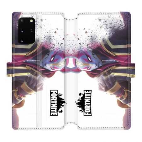 Housse cuir portefeuille pour Samsung Galaxy S20 Plus Fortnite Blanc