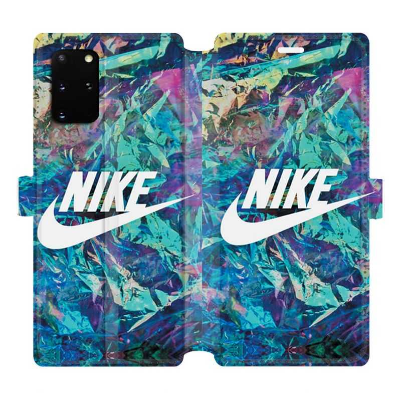 Housse cuir portefeuille pour Samsung Galaxy S20 Plus Nike Turquoise