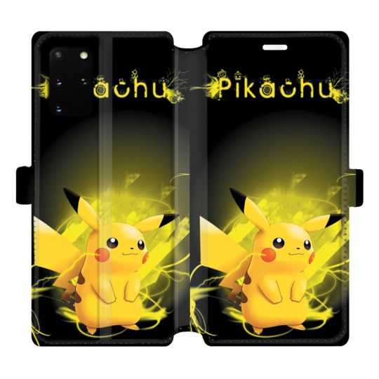 Housse cuir portefeuille pour Samsung Galaxy S20 Plus Pokemon Pikachu eclair