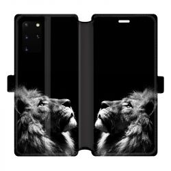 Housse cuir portefeuille pour Samsung Galaxy S20 Plus roi lion