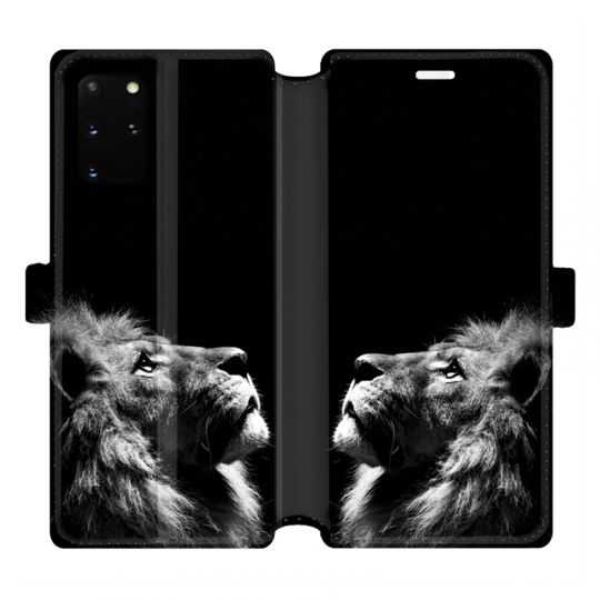 Housse cuir portefeuille pour Samsung Galaxy S20 Plus roi lion
