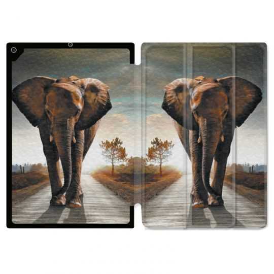 Housse Smart Cover pour Ipad Air 3 / Pro 10.5 Savane Elephant Route