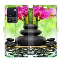 Housse cuir portefeuille pour Samsung Galaxy S20 Ultra orchidee eau