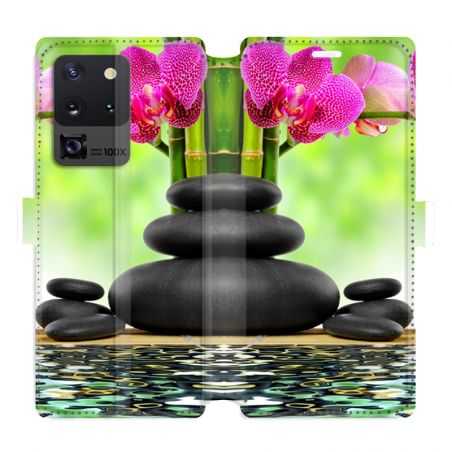 Housse cuir portefeuille pour Samsung Galaxy S20 Ultra orchidee eau