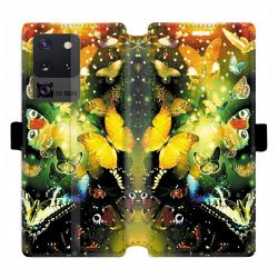 Housse cuir portefeuille pour Samsung Galaxy S20 Ultra papillons papillon jaune