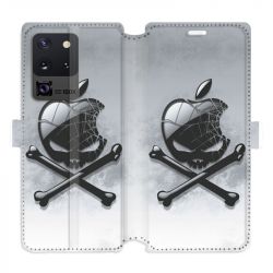 Housse cuir portefeuille pour Samsung Galaxy S20 Ultra Pomme Tete mort