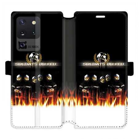 Housse cuir portefeuille pour Samsung Galaxy S20 Ultra pompier soldat