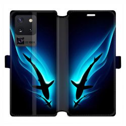 Housse cuir portefeuille pour Samsung Galaxy S20 Ultra Requin Noir