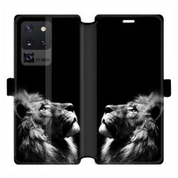 Housse cuir portefeuille pour Samsung Galaxy S20 Ultra roi lion