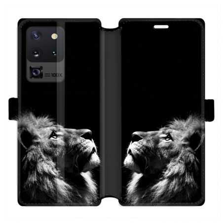 Housse cuir portefeuille pour Samsung Galaxy S20 Ultra roi lion