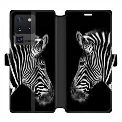 Housse cuir portefeuille pour Samsung Galaxy S20 Ultra savane Zebra