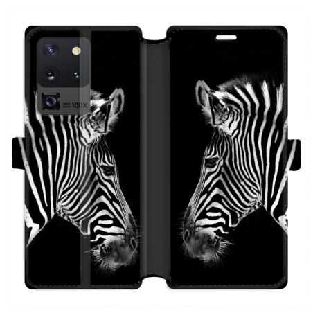 Housse cuir portefeuille pour Samsung Galaxy S20 Ultra savane Zebra