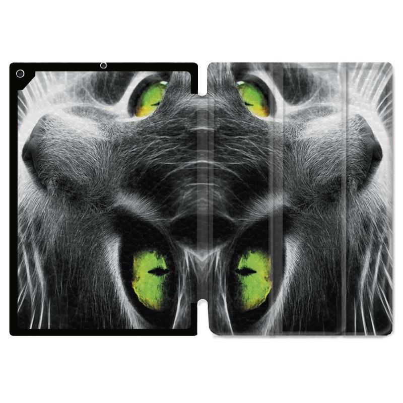 Housse Smart Cover pour Ipad 9.7 (NO VERSION PRO) Chat Vert