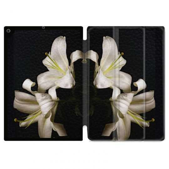 Housse Smart Cover pour Ipad 9.7 (NO VERSION PRO) Fleur Lys Noir