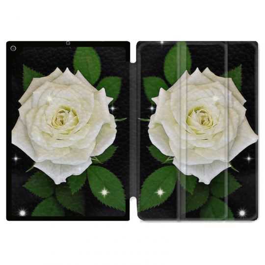 Housse Smart Cover pour Ipad 9.7 (NO VERSION PRO) Fleur Rose Blanche