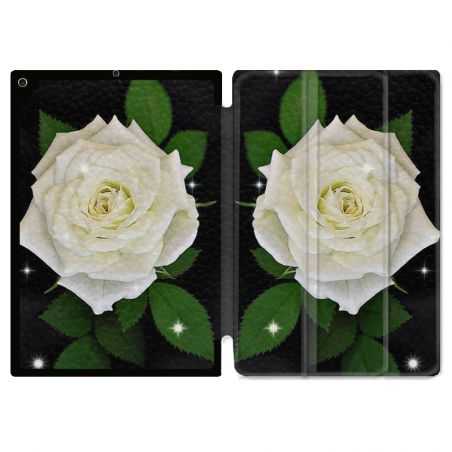 Housse Smart Cover pour Ipad 9.7 (NO VERSION PRO) Fleur Rose Blanche