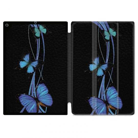 Housse Smart Cover pour Ipad 9.7 (NO VERSION PRO) Papillon bleu sur Noir