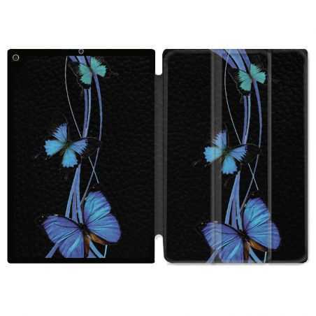 Housse Smart Cover pour Ipad 9.7 (NO VERSION PRO) Papillon bleu sur Noir
