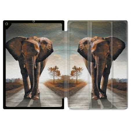 Housse Smart Cover pour Ipad 9.7 (NO VERSION PRO) Savane Elephant Route