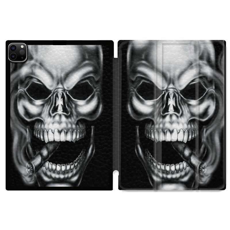 Housse Smart Cover pour Ipad 11 Pro 2020 Tete de Mort Fume