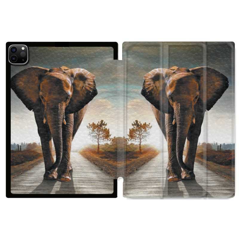 Housse Smart Cover pour Ipad 11 Pro 2020 Savane Elephant Route
