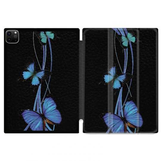 Housse Smart Cover pour Ipad 11 Pro 2020 Papillon bleu sur Noir
