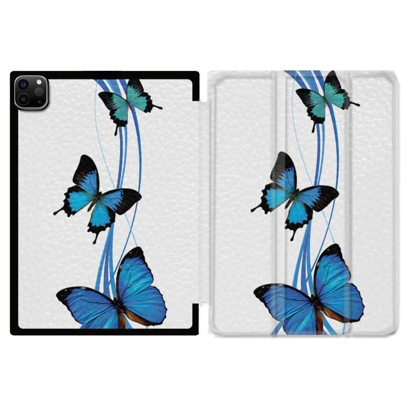 Housse Smart Cover pour Ipad 11 Pro 2020 Papillon bleu sur Blanc