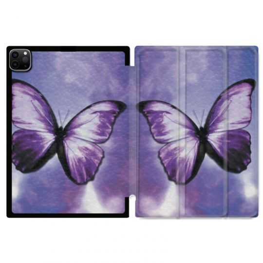 Housse Smart Cover pour Ipad 11 Pro 2020 Papillon Violet et Blanc