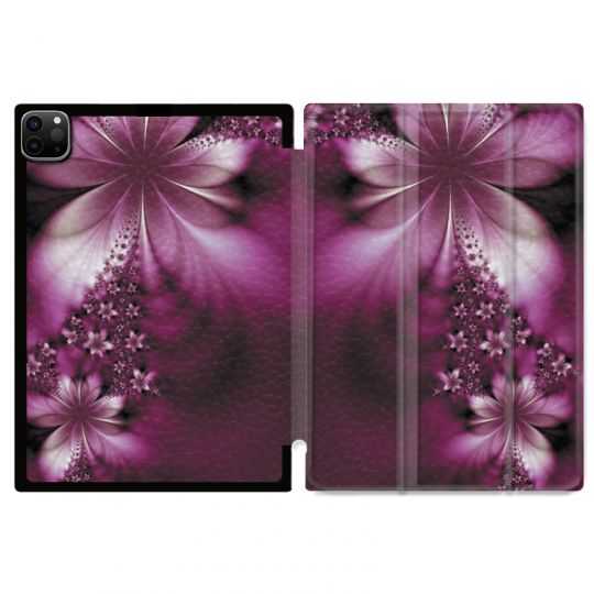 Housse Smart Cover pour Ipad 11 Pro 2020 Fleur Violette Montante