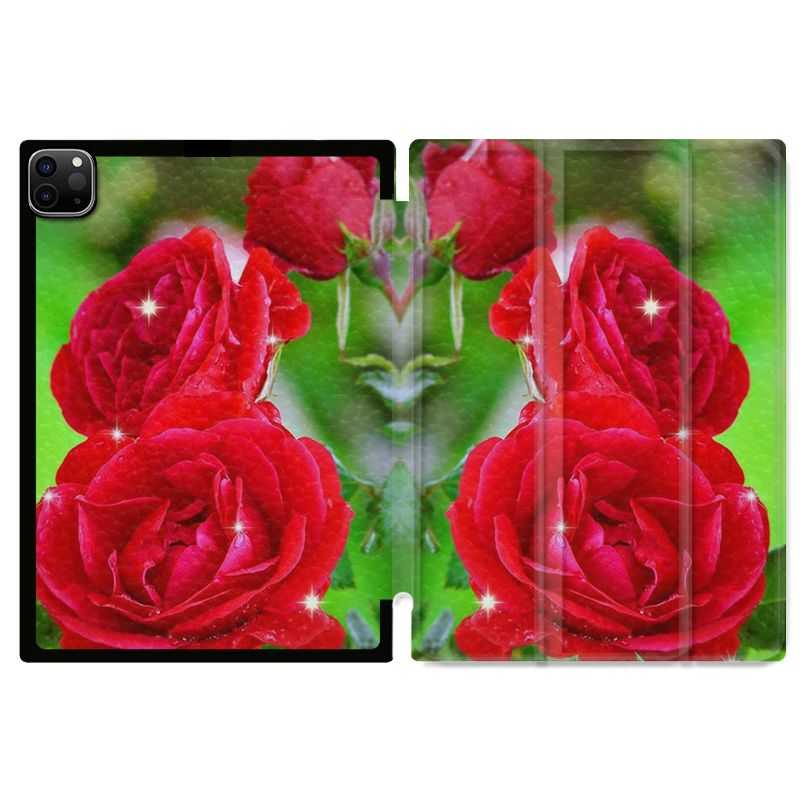 Housse Smart Cover pour Ipad 11 Pro 2020 Fleur Rose Rouge