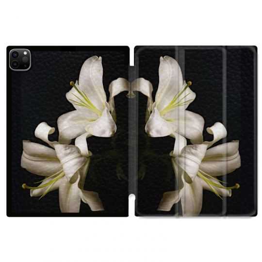 Housse Smart Cover pour Ipad 11 Pro 2020 Fleur Lys Noir