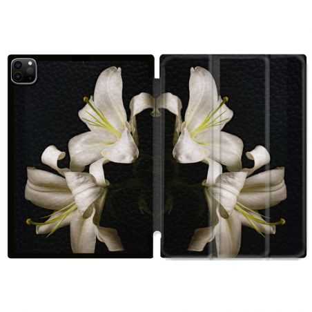 Housse Smart Cover pour Ipad 11 Pro 2020 Fleur Lys Noir