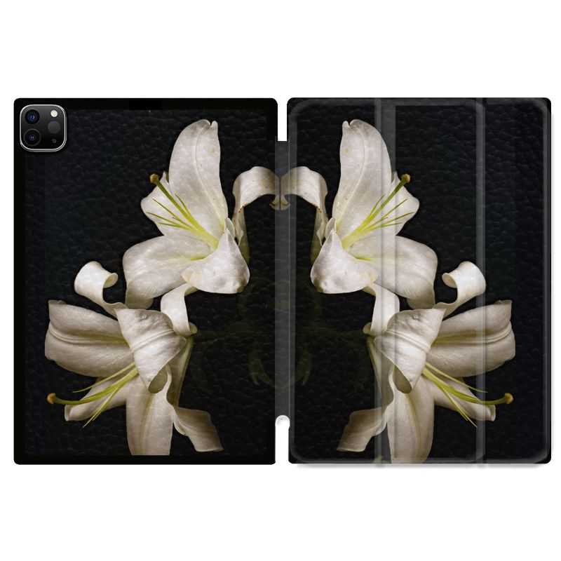 Housse Smart Cover pour Ipad 11 Pro 2020 Fleur Lys Noir
